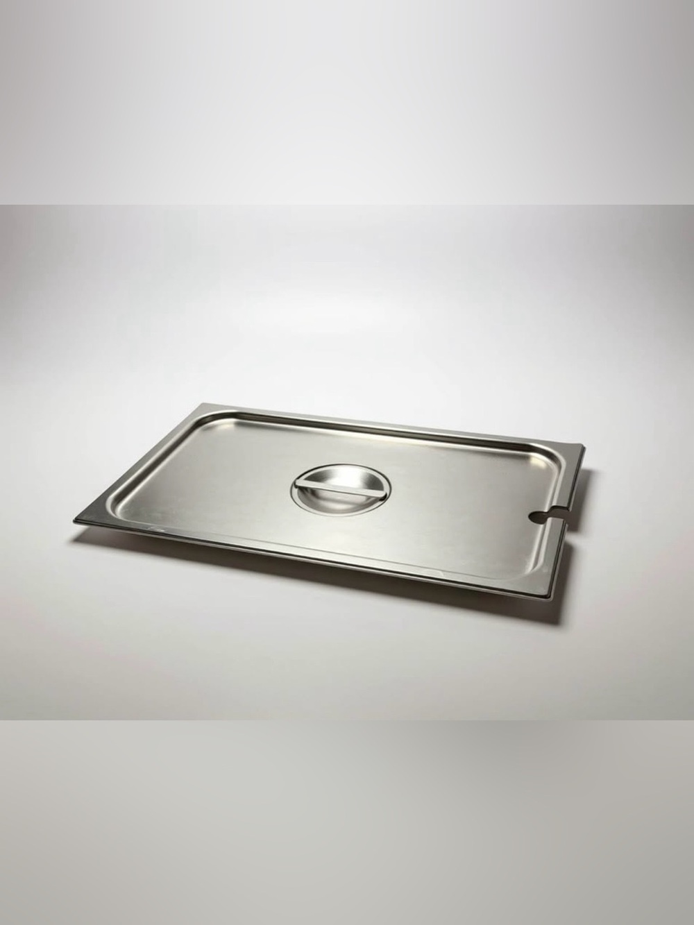 Full-Size Stainless Steel Steam Table Pan Lid with Spoon Notch (21" x 13")